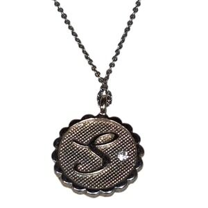 Initial‎ S Necklace Pendant Charm Rhinestone Silver Tone Chain